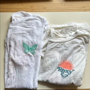 Hurley White Women's Tee with Mint Butterfly Graphic